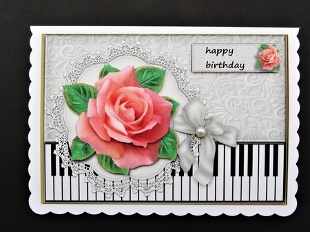 Lace, Roses & Music Quick Card by Valerie Spowart