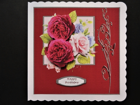 Cerise Roses Step By Step 7x7 by Valerie Spowart