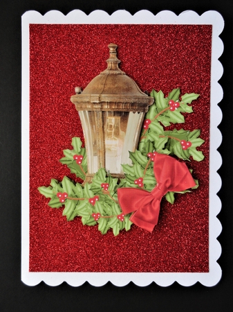 CHRISTMAS HOLLY & LANTERN by Valerie Spowart