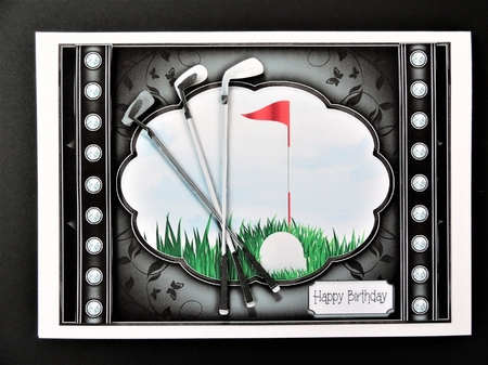A Sunny Golf Day Male Card Topper by Valerie Spowart