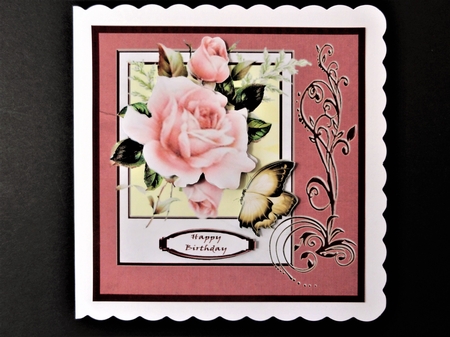 Pale Pink Roses With A Florish Quick Card 7x7 by Valerie Spowart