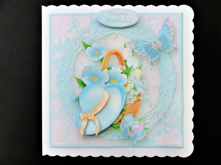 Spring Basket Decoupage Card Front by Valerie Spowart