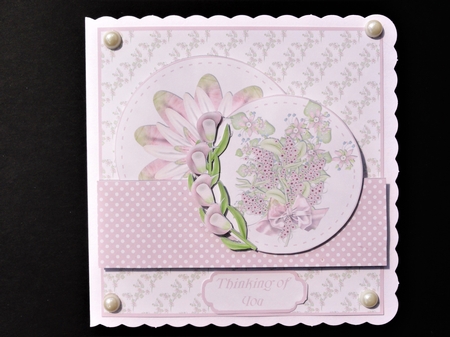 DELICATE PINK FLOWER CIRCLE CARD by Valerie Spowart