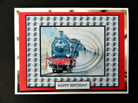 Steam Train Oval Pyramid Topper by Valerie Spowart