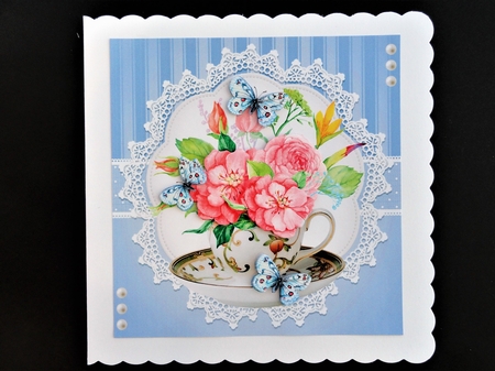 Lovely Watercolor Flowers In A Teacup Topper by Valerie Spowart