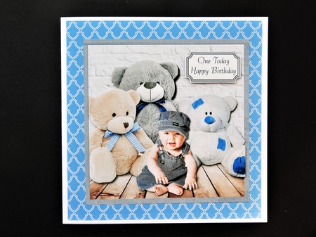 New baby boy or first birthday teddies and baby by Valerie Spowart