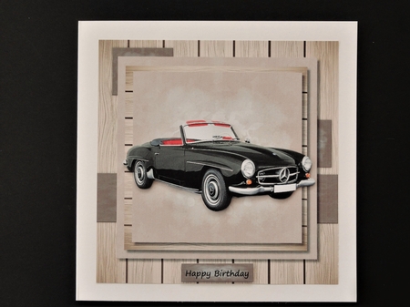 Male Card  Black Mercedes by Valerie Spowart