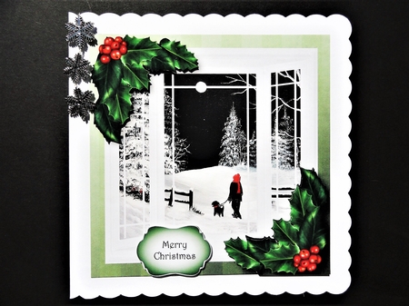 The Christmas Bay Window - Holly & Berries 8x8 by Valerie Spowart