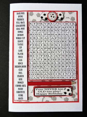 WORD SEARCH, FOOTBALL, RED , 5 x 7  by Valerie Spowart
