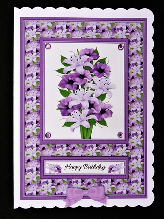Lovely Purple Lilies Card Topper by Valerie Spowart