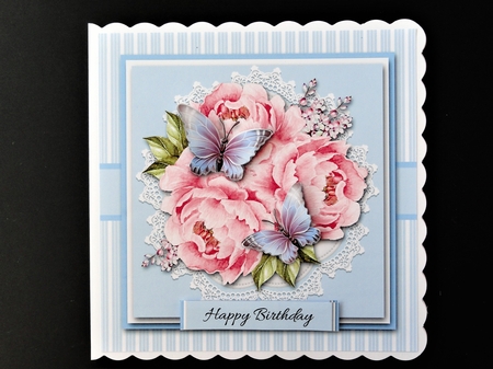 Lovely butterflies and flowers on lace by Valerie Spowart