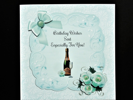 Champagne & Flowers Birthday Card by Valerie Spowart