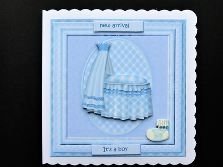 Kit 3  cute new baby boy cards & insert  7x7 by Valerie Spowart
