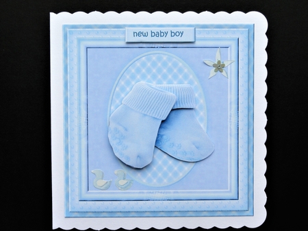 Kit 3  cute new baby boy cards & insert  7x7 by Valerie Spowart