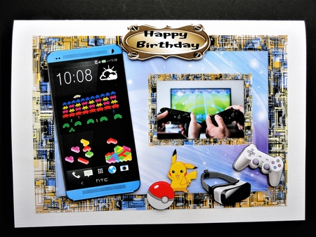 Gaming Phone card by Valerie Spowart