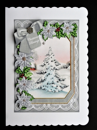 Snow Tree Christmas Blessings 7x5in Fancy Lace Step by Step by Valerie Spowart