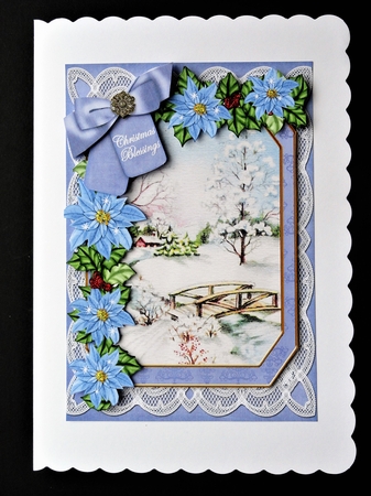 Snow Scene Christmas Blessings 7x5in Fancy Lace Step by Step by Valerie Spowart