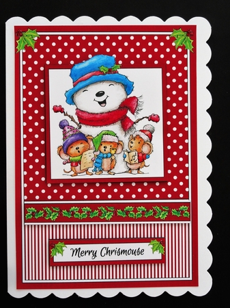 Cute little caroling mice  by Valerie Spowart