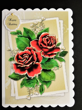 Lovely Red Roses - Birthday/Thank You Topper by Valerie Spowart