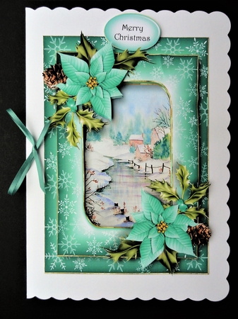 Double Frame Christmas Scene - Frozen Stream by Valerie Spowart