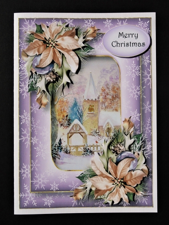 Double Frame Christmas Scene - The Christmas Church A5 by Valerie Spowart