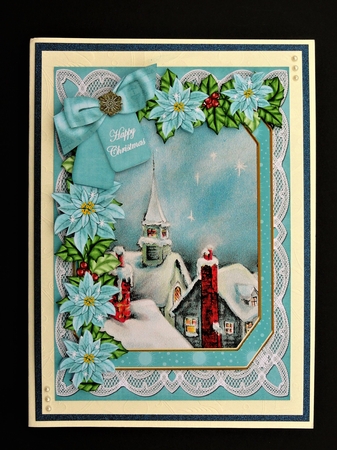 Rooftops Happy Christmas 7x5in Fancy Lace Step by Step by Valerie Spowart