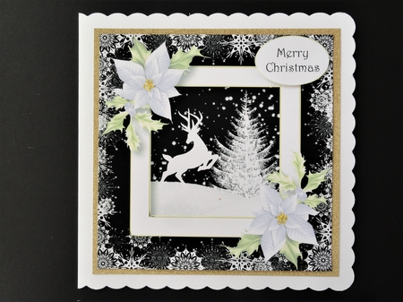 Monochrome Christmas Stag 8x8 by Valerie Spowart
