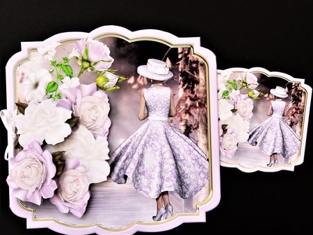 Lady with Roses - Shaped Card Mini Kit by Valerie Spowart
