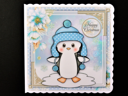 Penguin in Pom Pom Hat Blue  - Mini Kit by Valerie Spowart