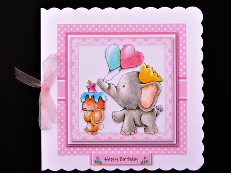 Cute Elephant And Mouse Birthday Topper by Valerie Spowart