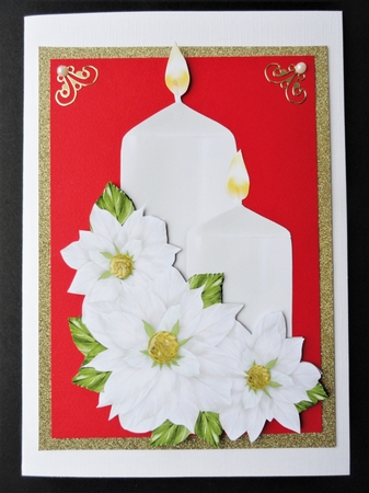 Christmas Floral White Decoupage 3 by Valerie Spowart