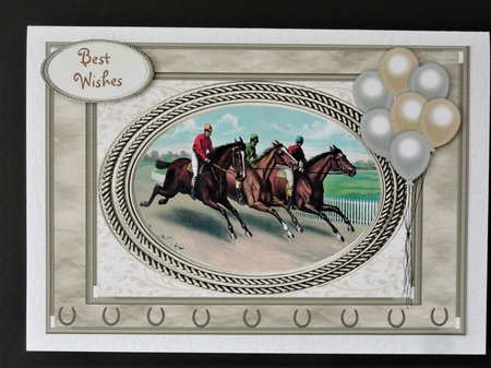 Horseracing greetings card by Valerie Spowart