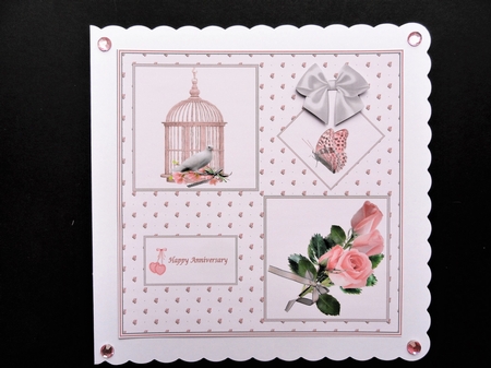 Grey & pink 8 x 8 Anniversay card front by Valerie Spowart