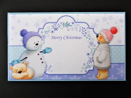 Christmas Money Wallet Gift Voucher Envelope SNOWMAN & BEARS by Valerie Spowart