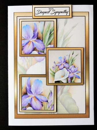 3 squares Irises & lily Sympathy by Valerie Spowart
