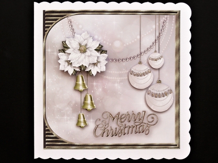 White Christmas Poinsettias Card Topper 2 by Valerie Spowart