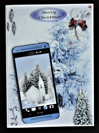 Christmas Church Phone card by Valerie Spowart