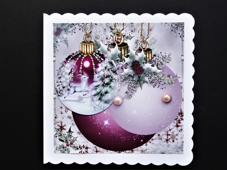 Christmas Baubles 7x7 Quick Card by Valerie Spowart