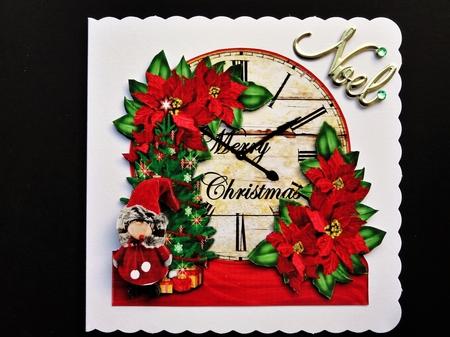 Vintage Clock Christmas Card topper by Valerie Spowart