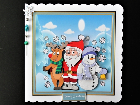 Rudolf, Santa and snowman friend by Valerie Spowart