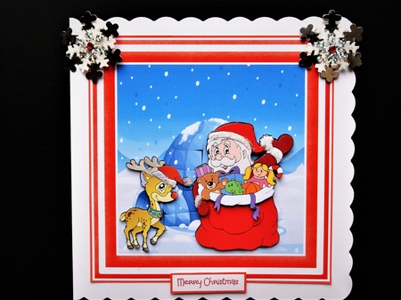 Santa, toy sack and Rudolf by Valerie Spowart