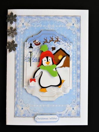 Happy Penguin Christmas Decoupage Topper 2 by Valerie Spowart