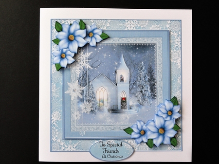 Christmas Church Blue Flowers & Snowflakes Mini Kit by Valerie Spowart