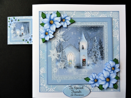 Christmas Church Blue Flowers & Snowflakes Mini Kit by Valerie Spowart