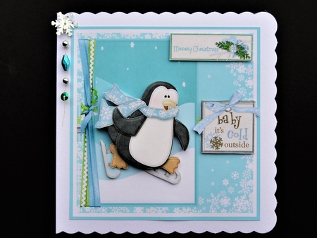 Skating penguin by Valerie Spowart