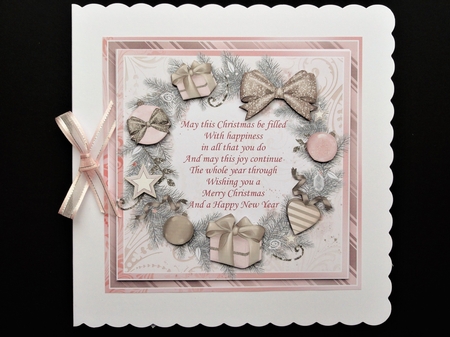 ROSE GOLD CHRISTMAS WREATH & VERSE 7.5 Decoupage & Insert Mini Kit by Valerie Spowart