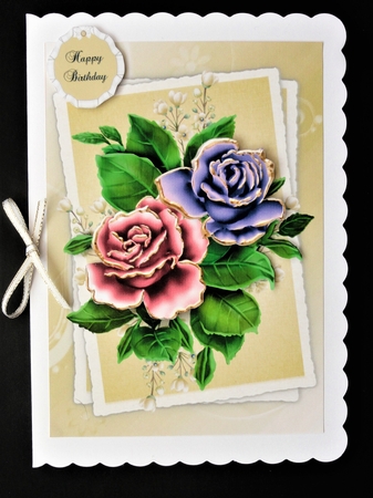 Lovely Pink Purple Roses Topper (Gold) by Valerie Spowart