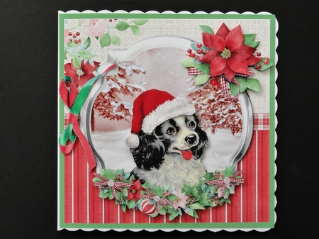 Christmas time spaniel card mini kit & decoupage by Valerie Spowart
