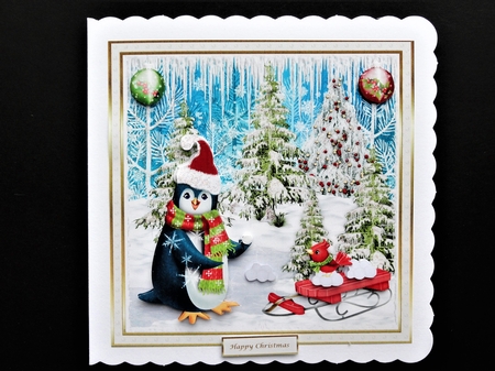 Penguins Love Christmas Decoupage Topper 2 by Valerie Spowart