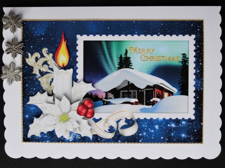 Aurora Borealis and White Poinsettia Candle by Valerie Spowart